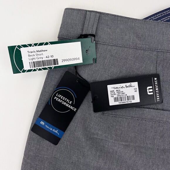 NWT Travis Mathew Size 42 Beck Golf Shorts Color Light Gray - Picture 10 of 12